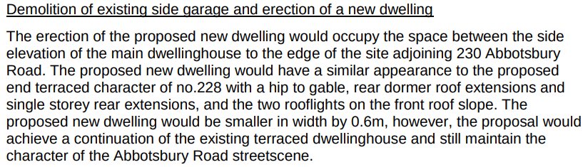 The design section of the officer’s report on the new dwelling. The officer treats the hip to gable, rear dormer and rear extension as the character the new house should match — changes that only exist on paper because of the certificate of lawfulness.